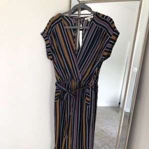 Multicolored Striped Jumpsuit with Tie Closure